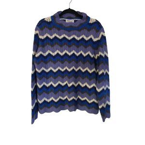 WESTBOUND CROCHET SWEATER SIZE 1X ZIGZAG BLUES